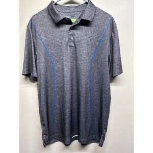 PGA TOUR PRO SERIES Mens‎ Golf Polo Shirt Large Athletic Fit Grey Blue Trim